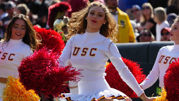 Scenes at a USC Trojans game during the college football season with a spot in the Top 25 rankings on the line.